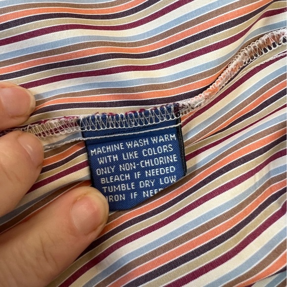 Faconnable Long Sleeve Button Down Cotton Poplin Shirt XL multicolor stripe - Picture 6 of 7